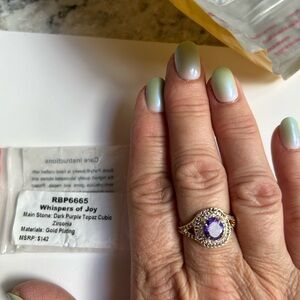 Gold Plated Ring with Purple Topaz